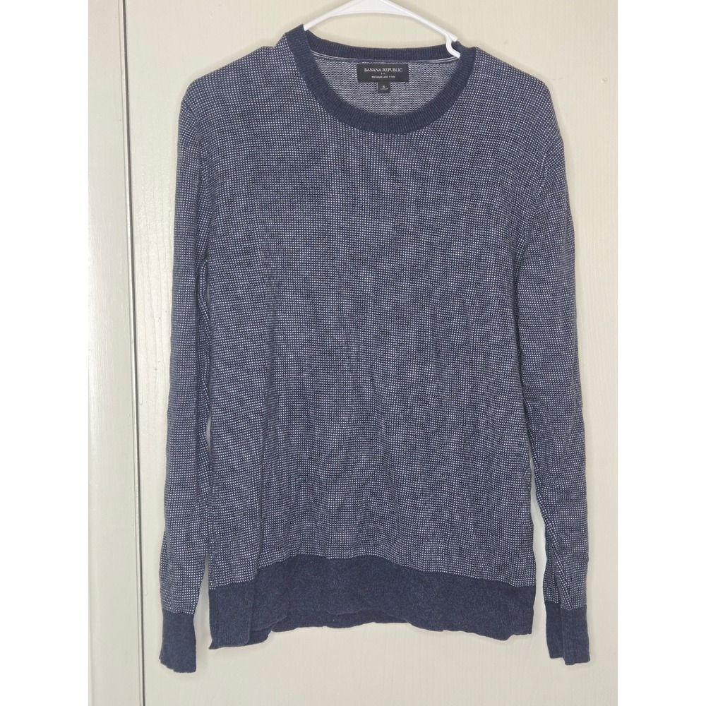 Banana Republic Premium Luxe Yarn Blue Textured Crewneck Sweater Womens Small